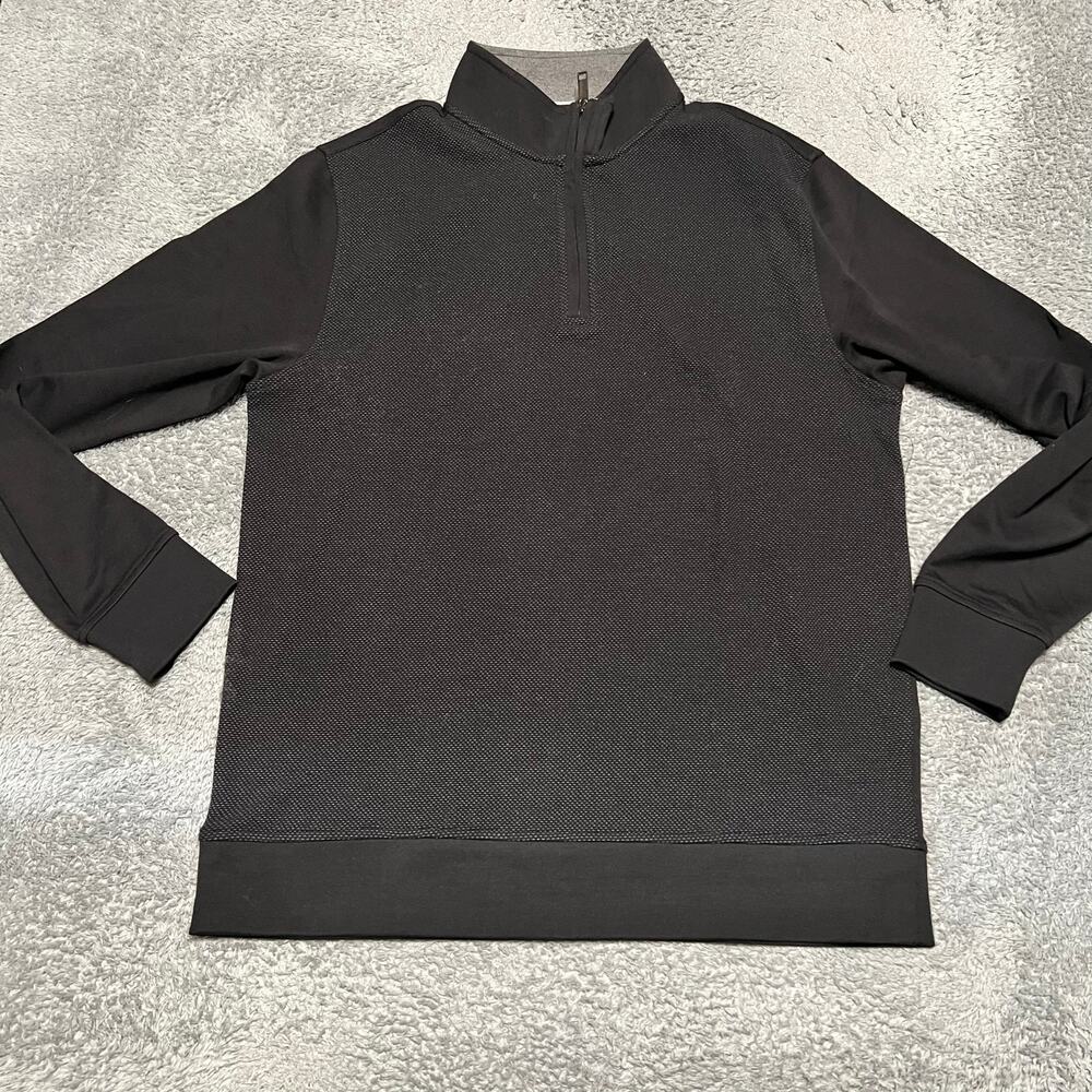Ted Baker Sweater Knit Mens Medium Black 1/4 Zip Mock Neck Pullover Long Sleeve